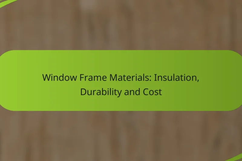Window Frame Materials: Insulation, Durability and Cost