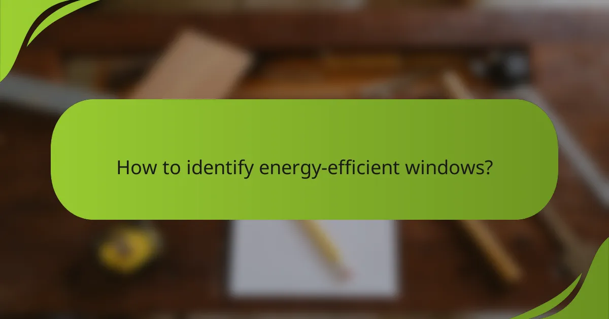 How to identify energy-efficient windows?