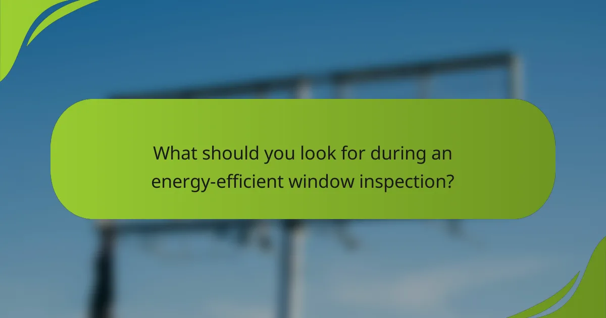 What should you look for during an energy-efficient window inspection?